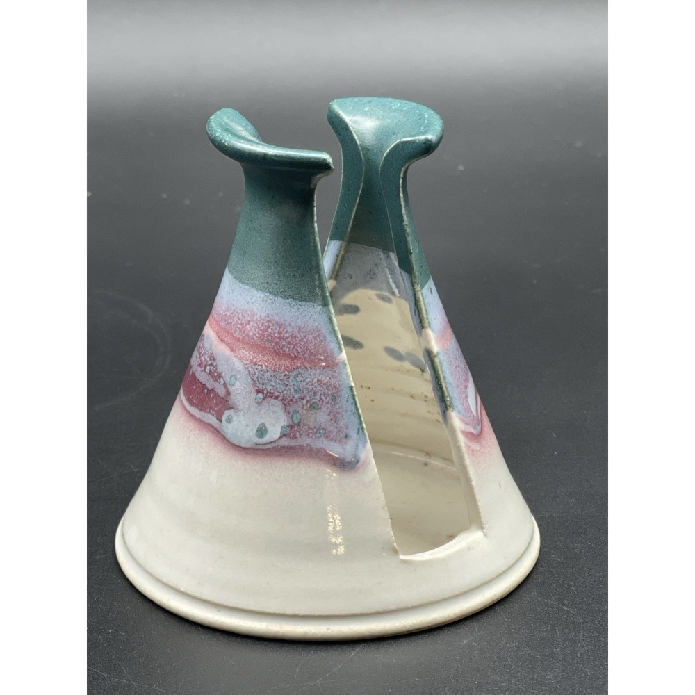 Studio Pottery Sponge Holder Sink Caddy Signed Artist Drip Glaze Ceramic